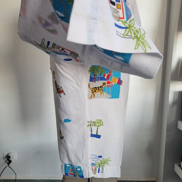 Marc Ware Hot Cotton Vintage Beach Graphic Print Linen Capri Pant (Size: 1X) - Picture 9 of 15